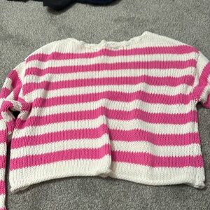 Aerie pink and white striped sweater